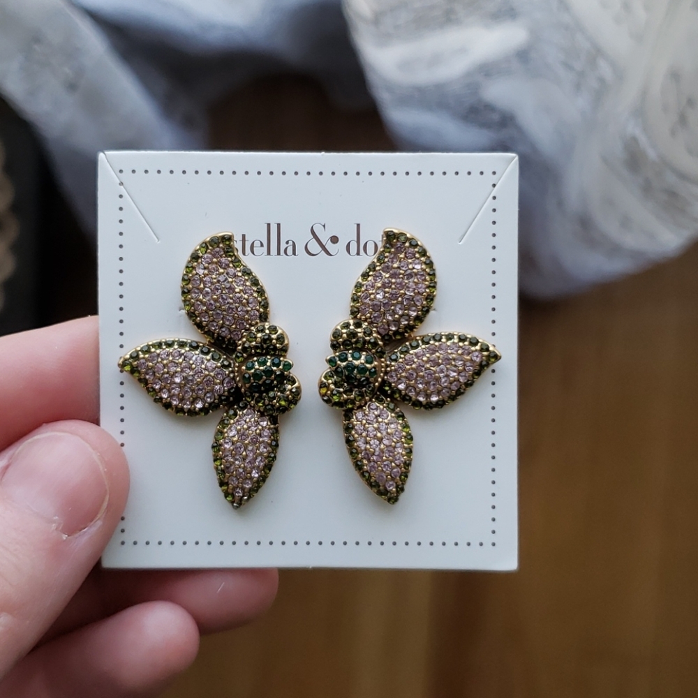 COPY - Stella & Dot Pave Petal Stud Earrings